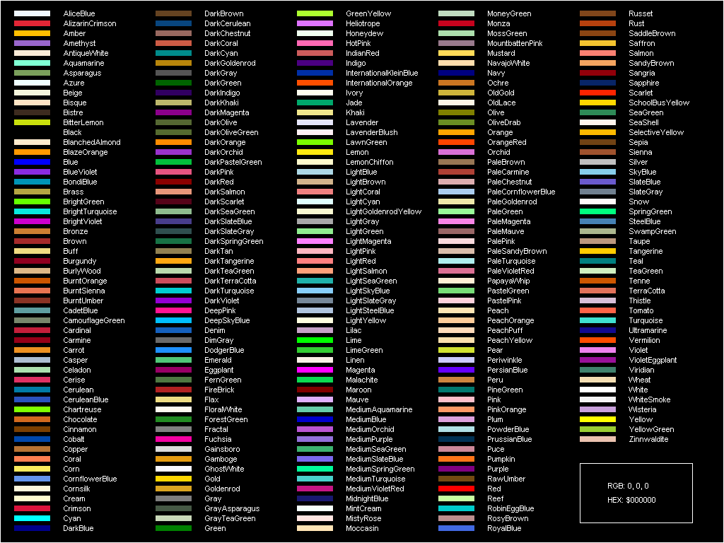 HTML long name colors vizualized